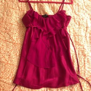 Silky magenta ruffled Forever 21 blouse